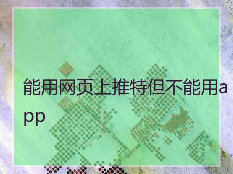 能用网页上推特但不能用app